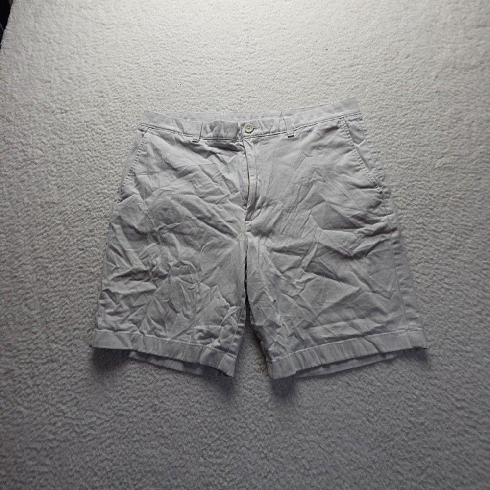 Roundtree & Yorke Shorts Mens 36 Gray Cotton Spandex Chino 9 Inseam Casual